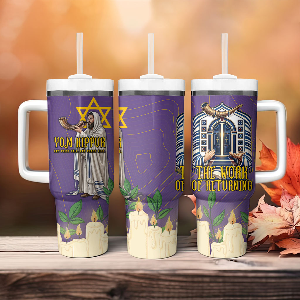 Yom Kippur Tumbler With Handle Shofar Blowing Jewish High Holy Day Tallit Star Of David