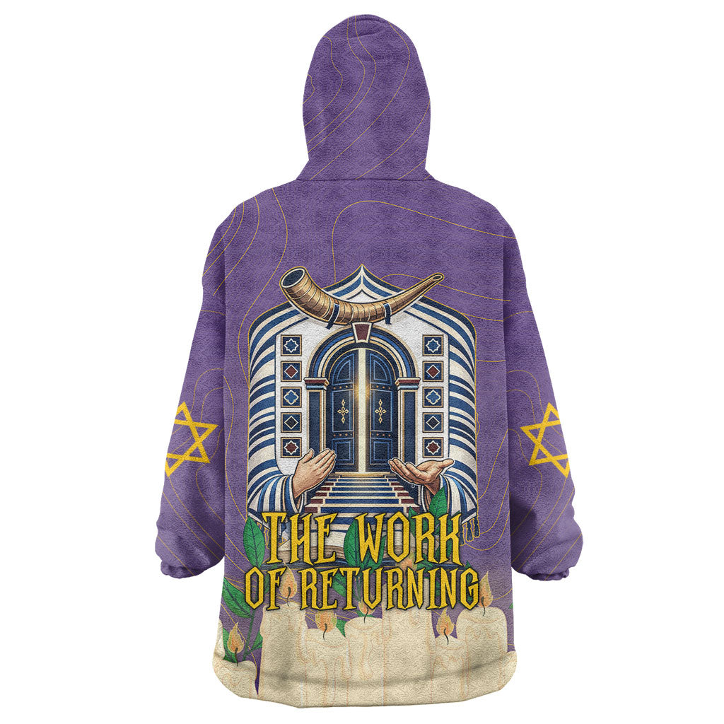 Yom Kippur Wearable Blanket Hoodie Shofar Blowing Jewish High Holy Day Tallit Star Of David