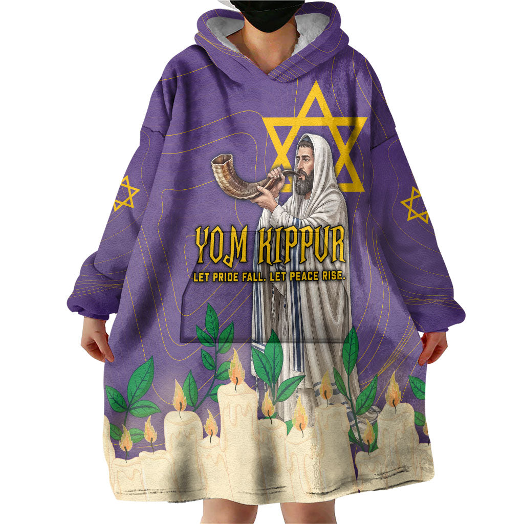 Yom Kippur Wearable Blanket Hoodie Shofar Blowing Jewish High Holy Day Tallit Star Of David