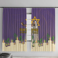 Yom Kippur Window Curtain Shofar Blowing Jewish High Holy Day Tallit Star Of David