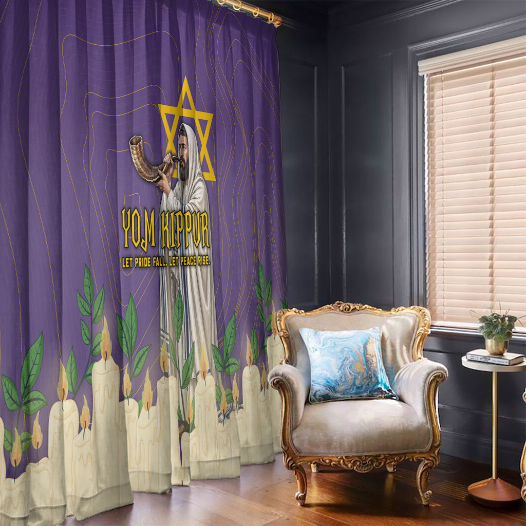 Yom Kippur Window Curtain Shofar Blowing Jewish High Holy Day Tallit Star Of David