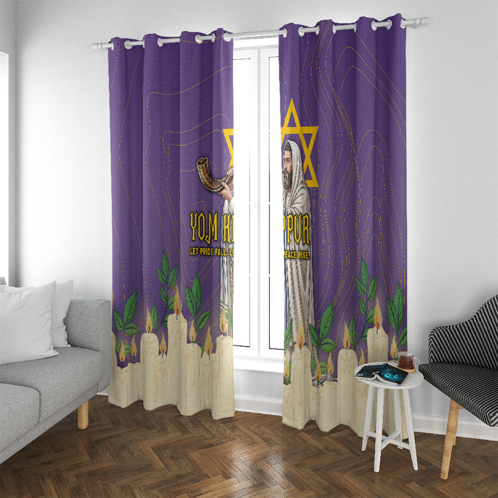 Yom Kippur Window Curtain Shofar Blowing Jewish High Holy Day Tallit Star Of David