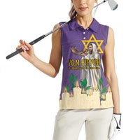 Yom Kippur Women Sleeveless Polo Shirt Shofar Blowing Jewish High Holy Day Tallit Star Of David