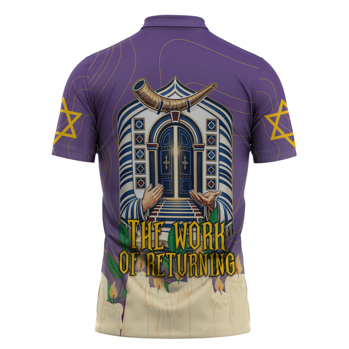 Yom Kippur Zipper Polo Shirt Shofar Blowing Jewish High Holy Day Tallit Star Of David