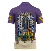 Yom Kippur Zipper Polo Shirt Shofar Blowing Jewish High Holy Day Tallit Star Of David