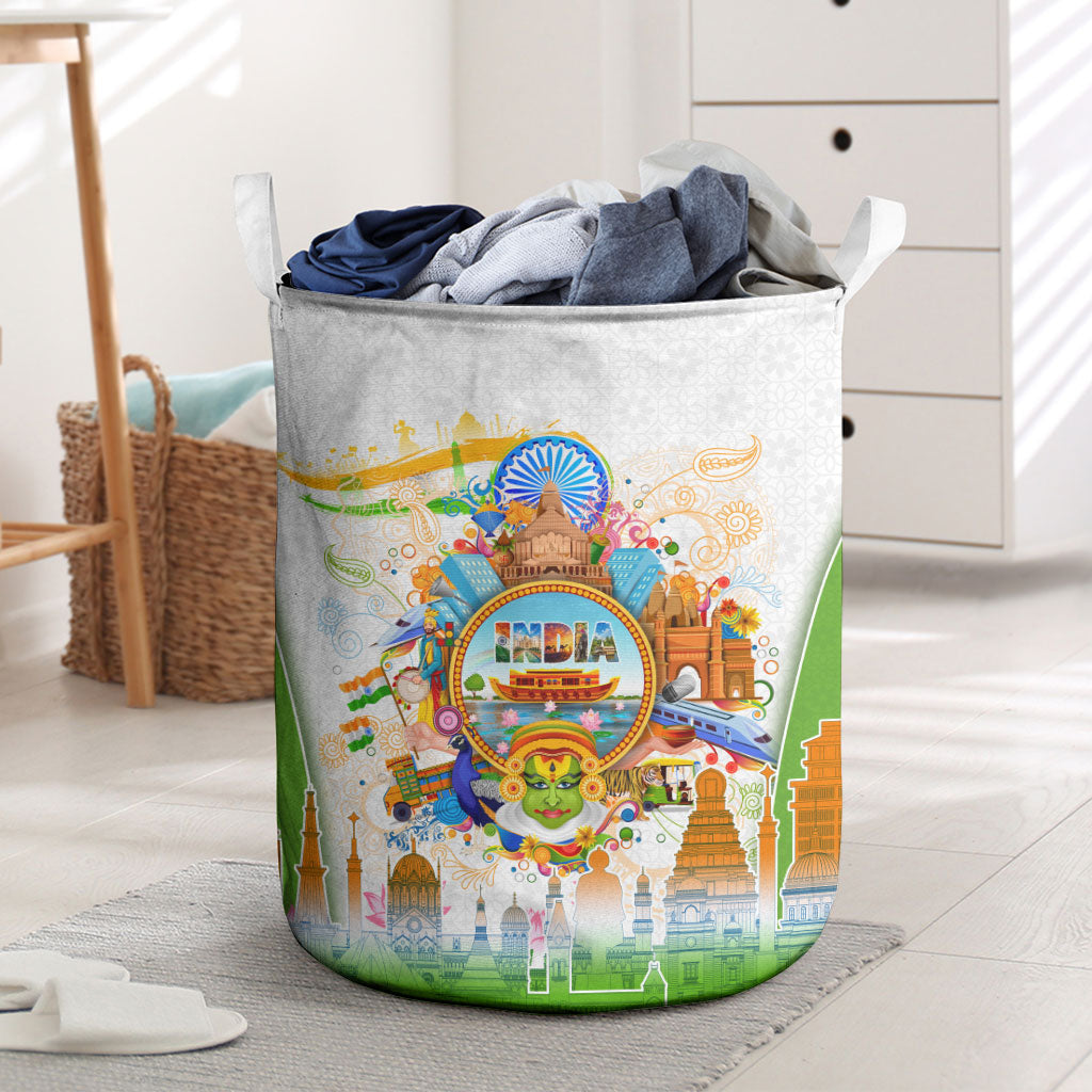 India Independence Day Laundry Basket Indian Landmark Peacock Mandala Cultural Heritage
