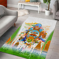 India Independence Day Area Rug Indian Landmark Peacock Mandala Cultural Heritage
