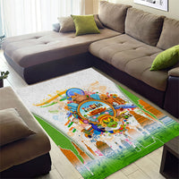 India Independence Day Area Rug Indian Landmark Peacock Mandala Cultural Heritage