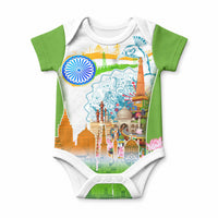 India Independence Day Baby Onesie Indian Landmark Peacock Mandala Cultural Heritage