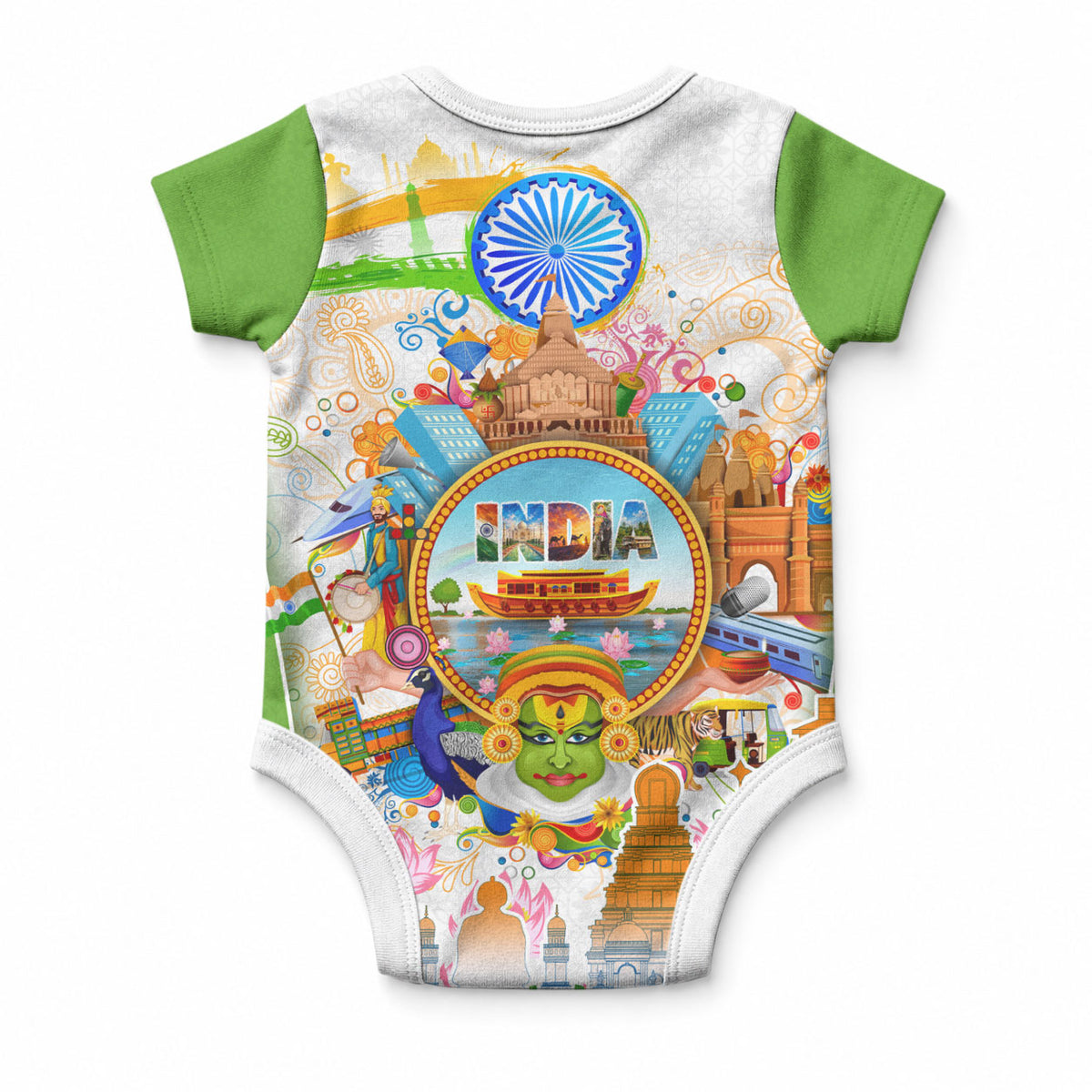 India Independence Day Baby Onesie Indian Landmark Peacock Mandala Cultural Heritage