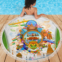 India Independence Day Beach Blanket Indian Landmark Peacock Mandala Cultural Heritage
