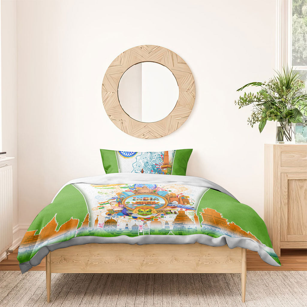 India Independence Day Bedding Set Indian Landmark Peacock Mandala Cultural Heritage
