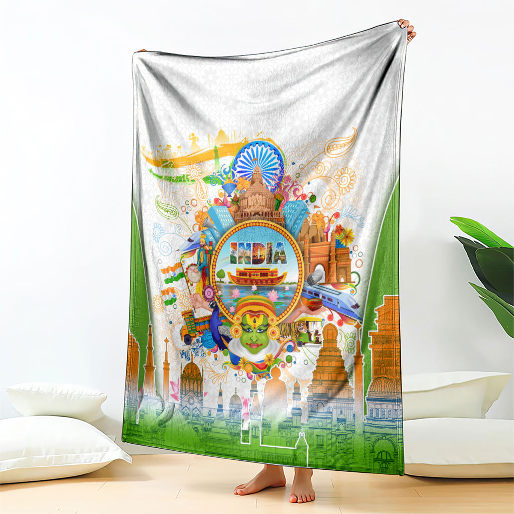 India Independence Day Blanket Indian Landmark Peacock Mandala Cultural Heritage