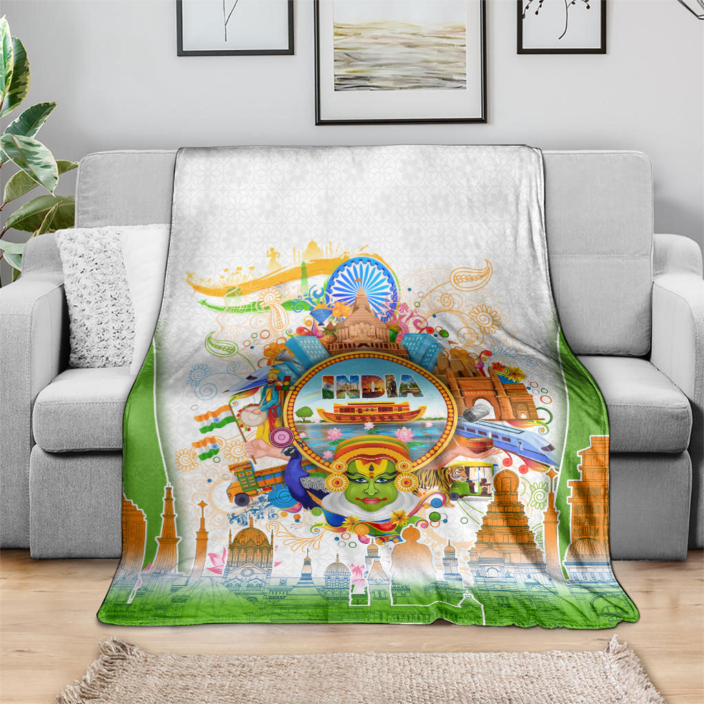 India Independence Day Blanket Indian Landmark Peacock Mandala Cultural Heritage