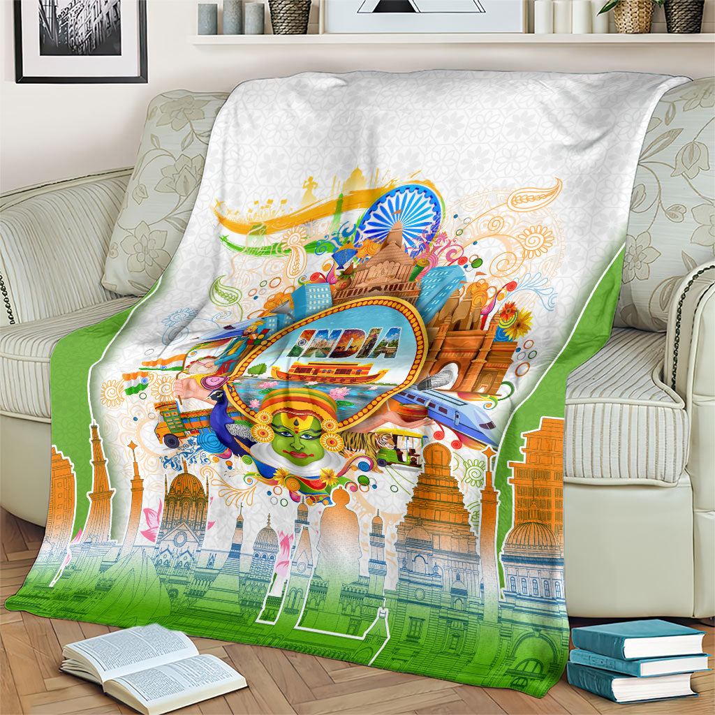 India Independence Day Blanket Indian Landmark Peacock Mandala Cultural Heritage