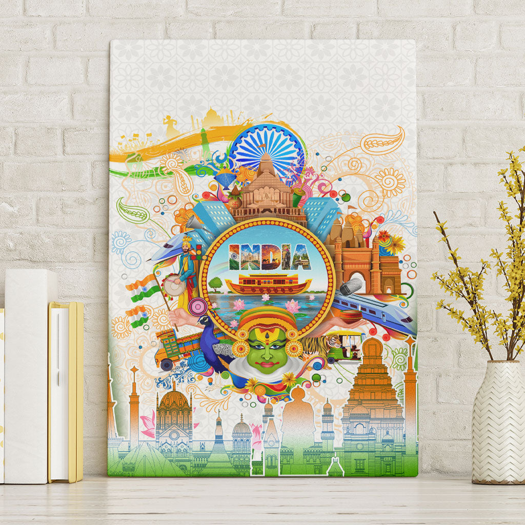 India Independence Day Canvas Wall Art Indian Landmark Peacock Mandala Cultural Heritage