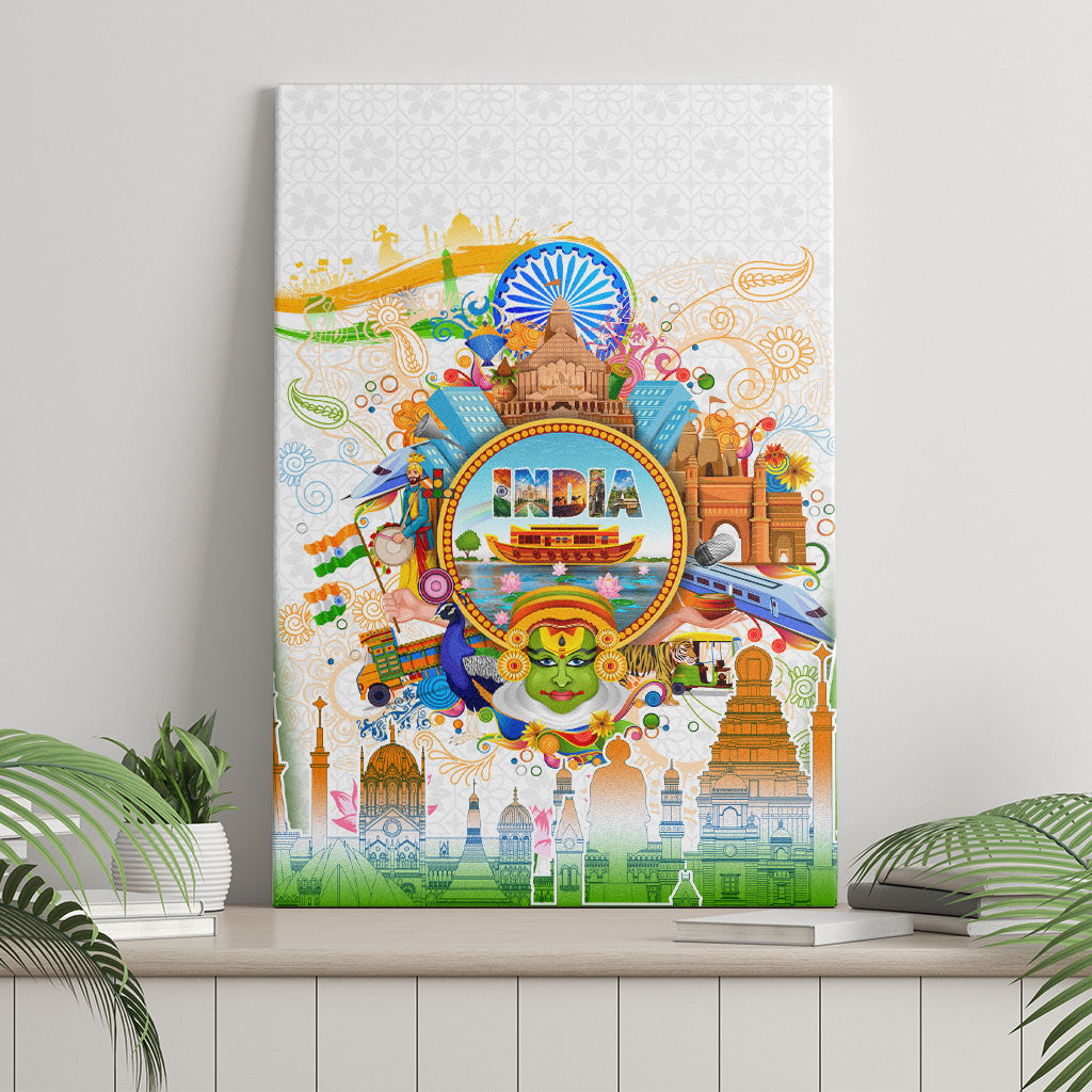 India Independence Day Canvas Wall Art Indian Landmark Peacock Mandala Cultural Heritage