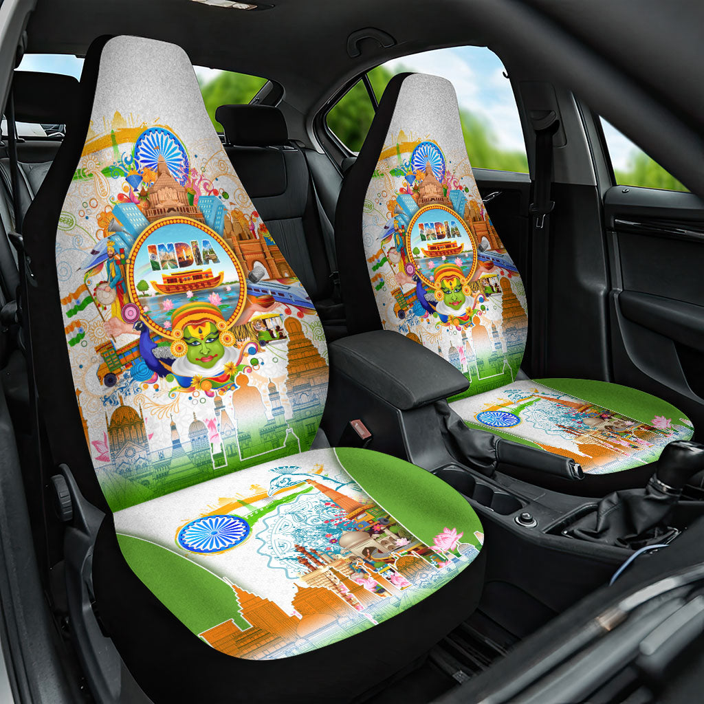 India Independence Day Car Seat Cover Indian Landmark Peacock Mandala Cultural Heritage