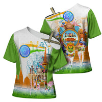 India Independence Day Cross Shoulder Shirt Indian Landmark Peacock Mandala Cultural Heritage