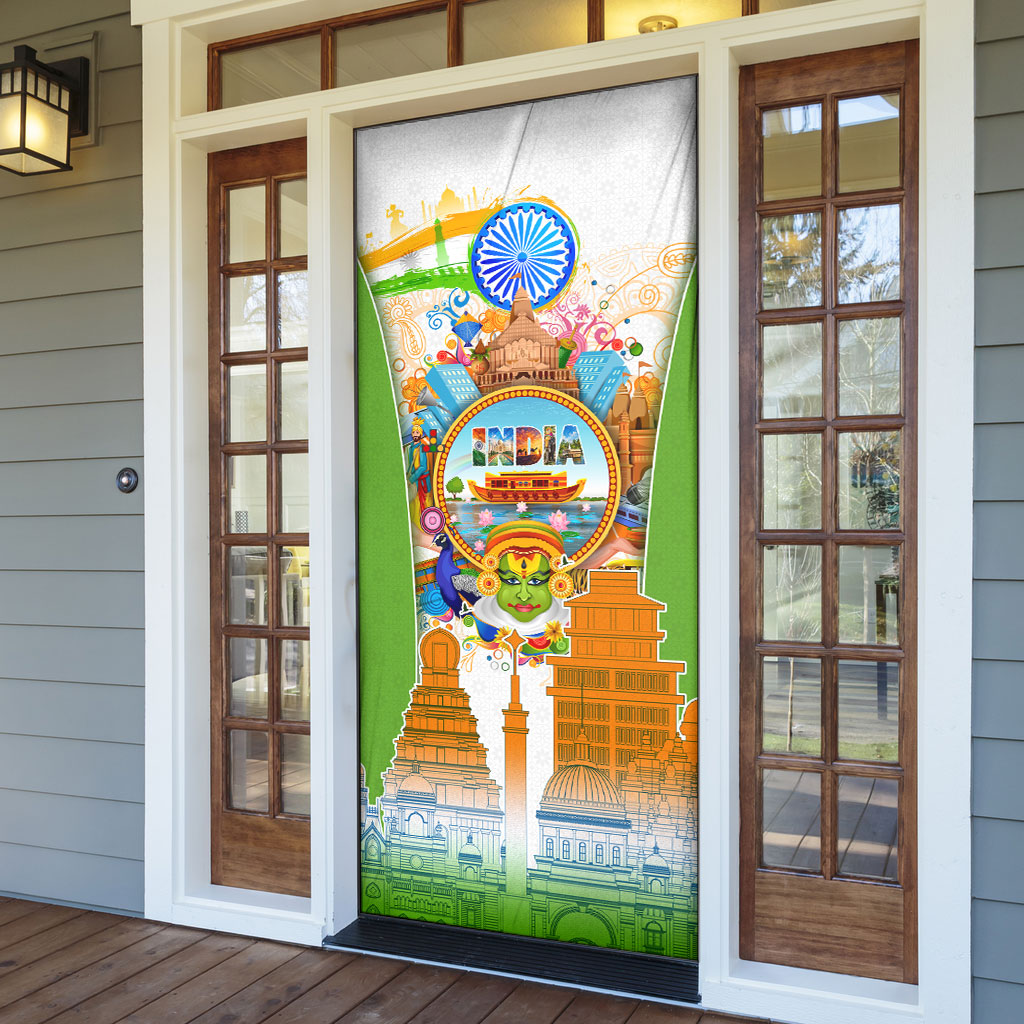 India Independence Day Door Cover Indian Landmark Peacock Mandala Cultural Heritage