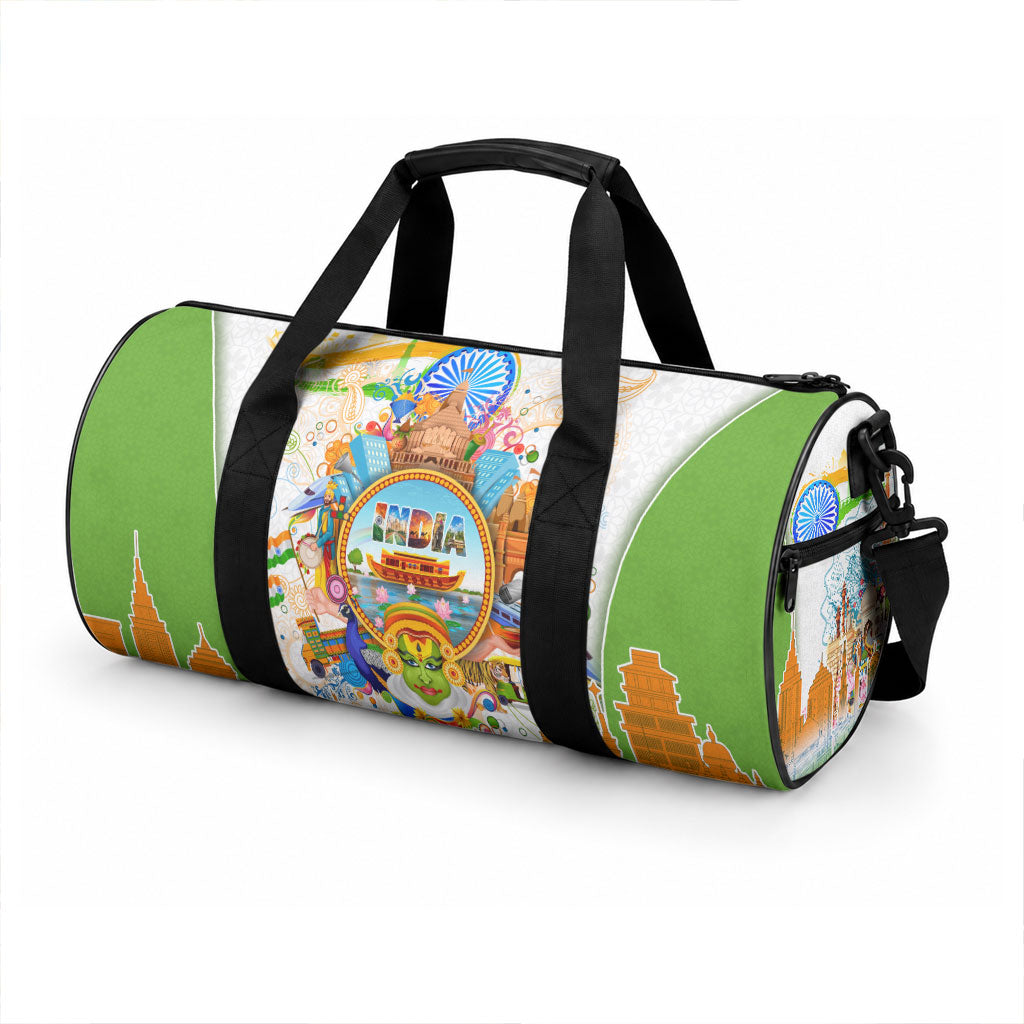 India Independence Day Duffle Bag Indian Landmark Peacock Mandala Cultural Heritage