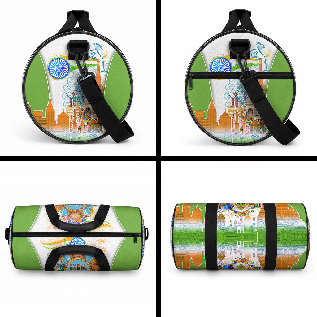 India Independence Day Duffle Bag Indian Landmark Peacock Mandala Cultural Heritage