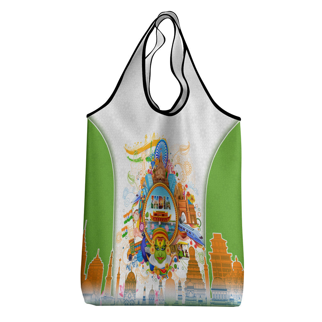 India Independence Day Grocery Bag Indian Landmark Peacock Mandala Cultural Heritage