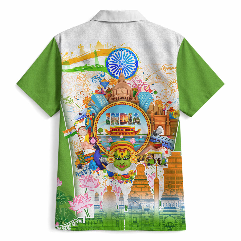 India Independence Day Hawaiian Shirt Indian Landmark Peacock Mandala Cultural Heritage