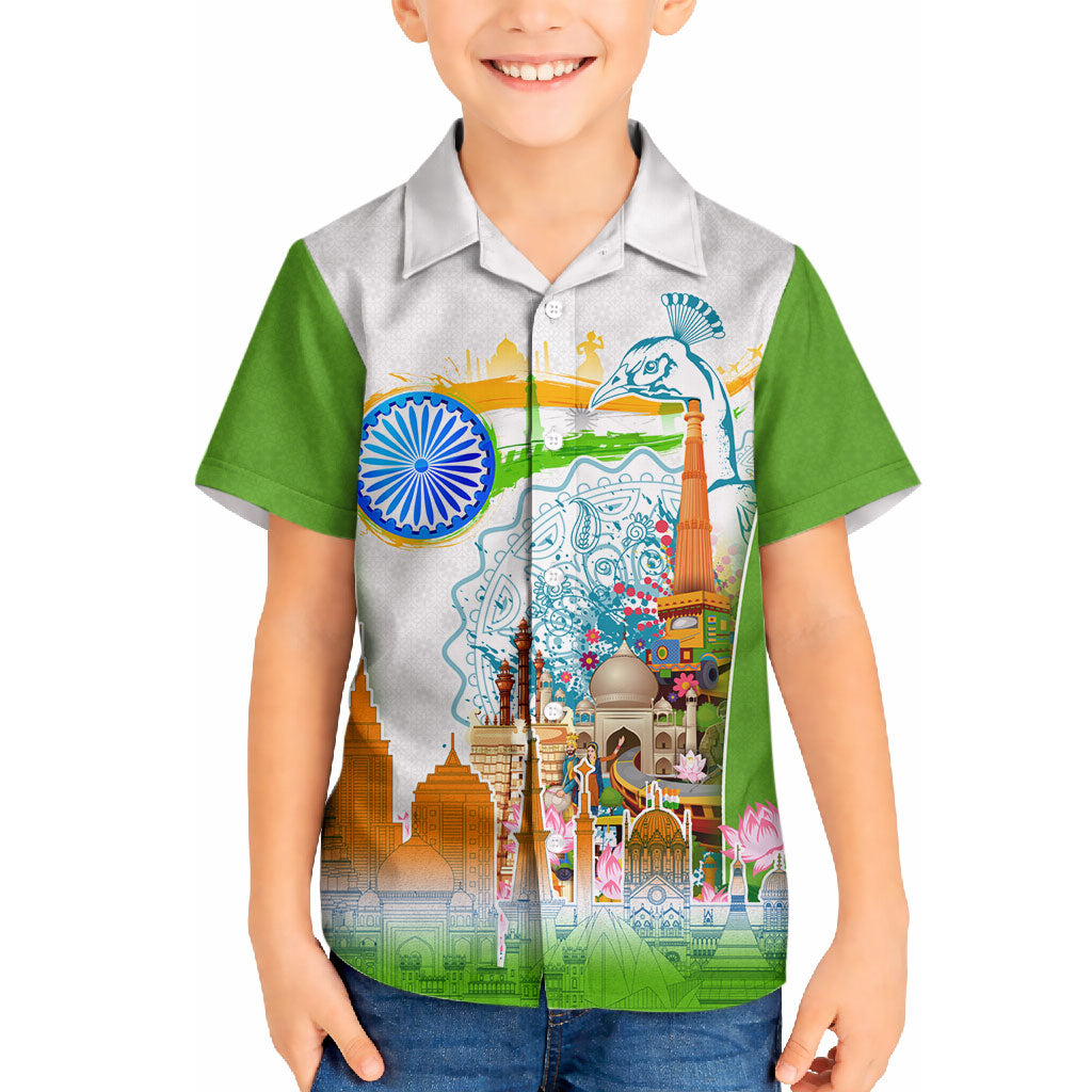 India Independence Day Hawaiian Shirt Indian Landmark Peacock Mandala Cultural Heritage