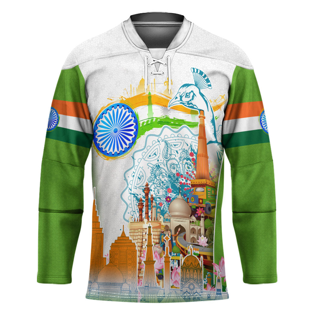 India Independence Day Hockey Jersey Indian Landmark Peacock Mandala Cultural Heritage