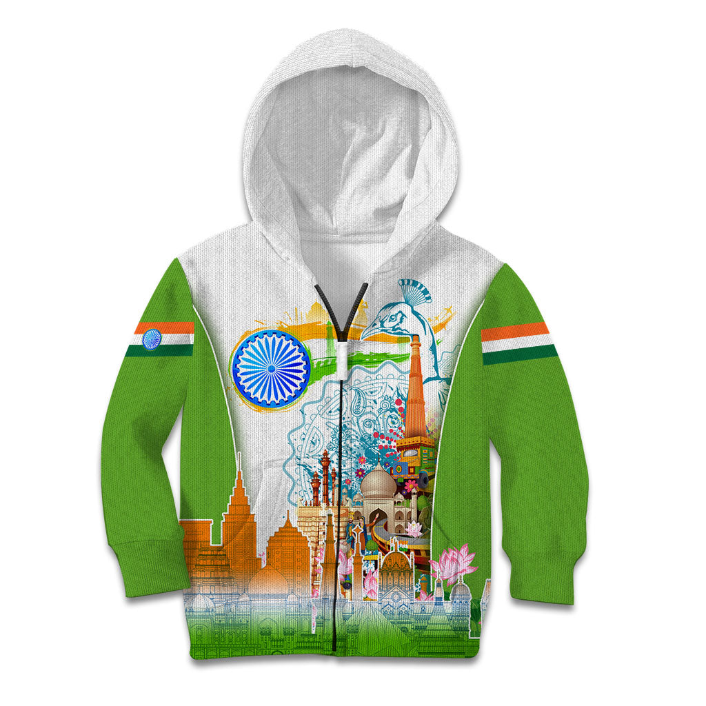 India Independence Day Kid Hoodie Indian Landmark Peacock Mandala Cultural Heritage