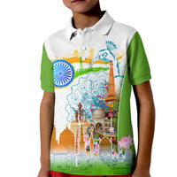 India Independence Day Kid Polo Shirt Indian Landmark Peacock Mandala Cultural Heritage