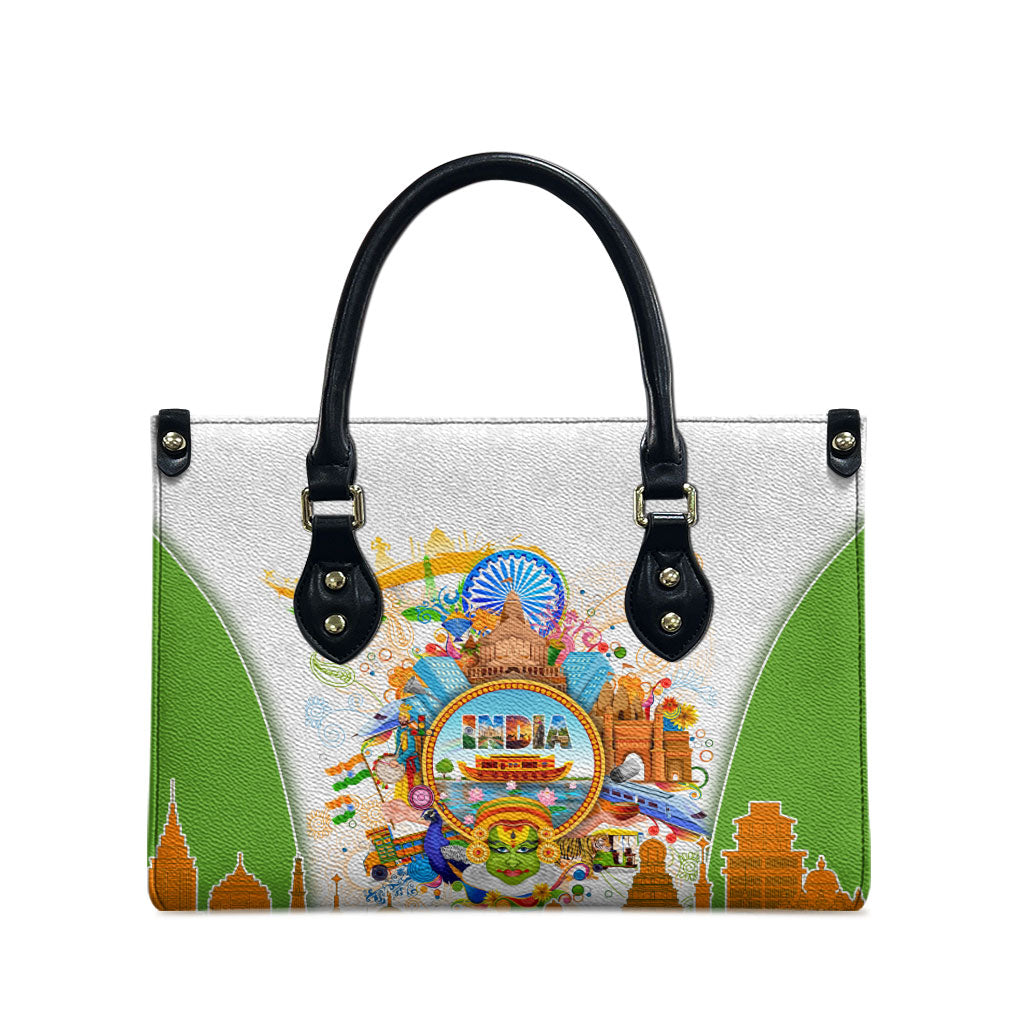 India Independence Day Leather Bag Indian Landmark Peacock Mandala Cultural Heritage