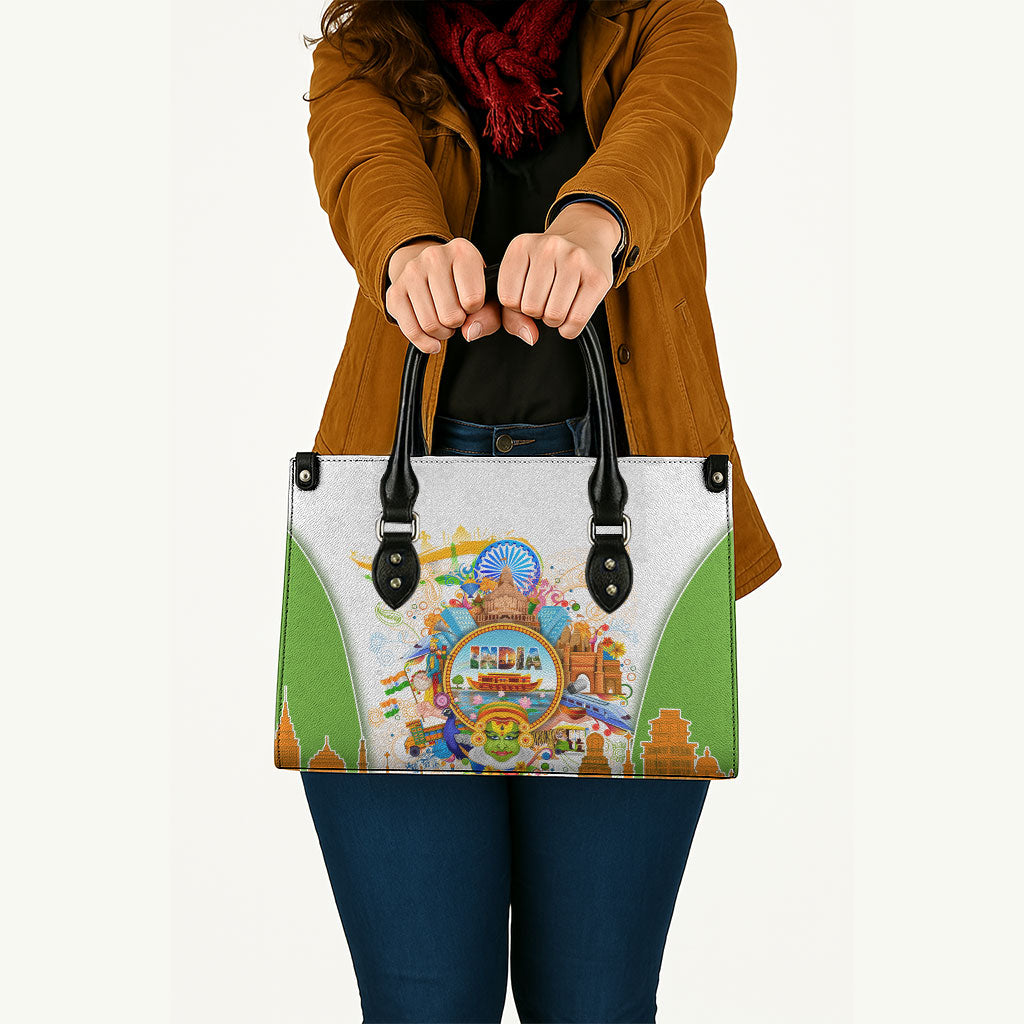 India Independence Day Leather Bag Indian Landmark Peacock Mandala Cultural Heritage