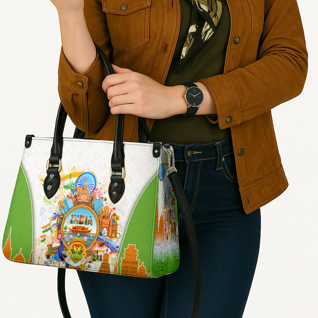 India Independence Day Leather Bag Indian Landmark Peacock Mandala Cultural Heritage