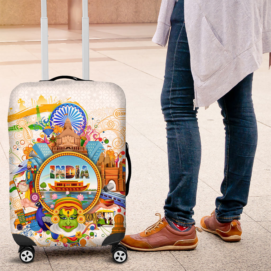 India Independence Day Luggage Cover Indian Landmark Peacock Mandala Cultural Heritage