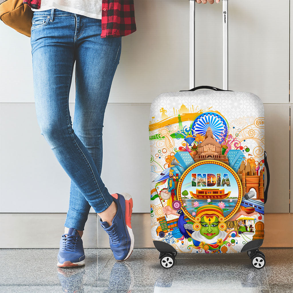 India Independence Day Luggage Cover Indian Landmark Peacock Mandala Cultural Heritage