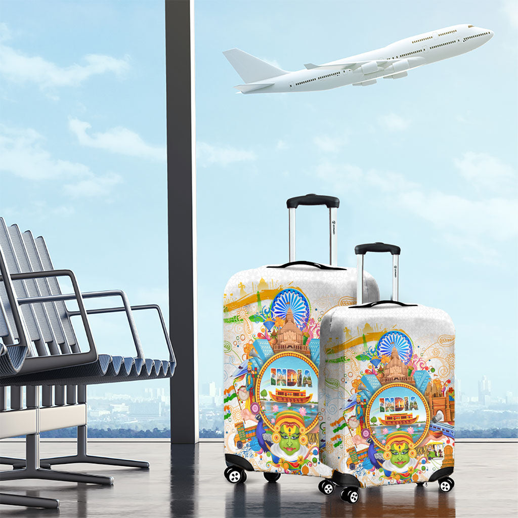 India Independence Day Luggage Cover Indian Landmark Peacock Mandala Cultural Heritage