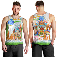India Independence Day Men Tank Top Indian Landmark Peacock Mandala Cultural Heritage