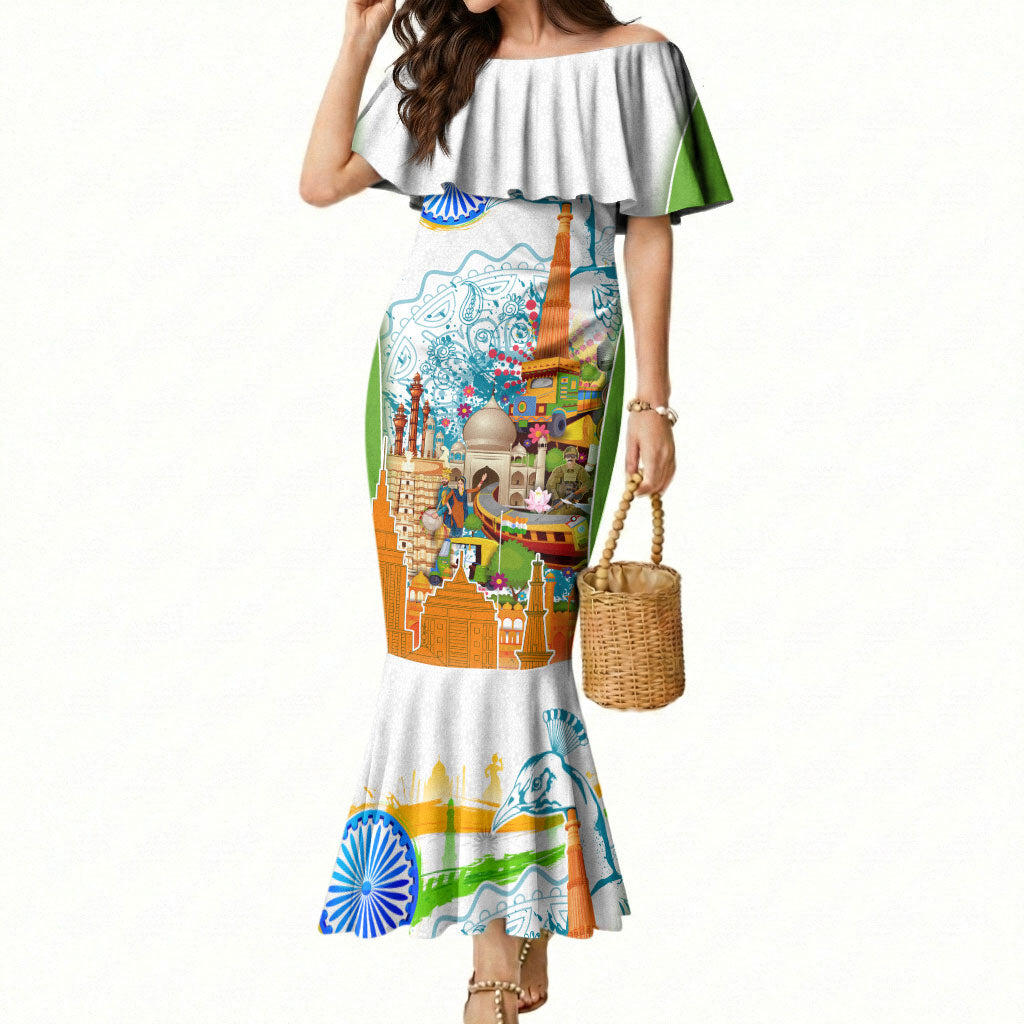 India Independence Day Mermaid Dress Indian Landmark Peacock Mandala Cultural Heritage