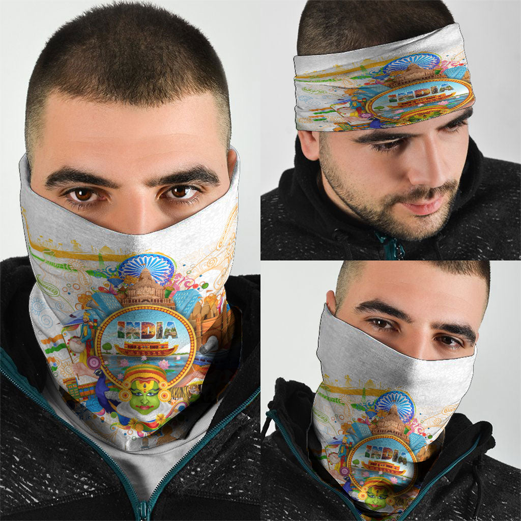 India Independence Day Neck Gaiter Indian Landmark Peacock Mandala Cultural Heritage