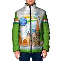 India Independence Day Padded Jacket Indian Landmark Peacock Mandala Cultural Heritage