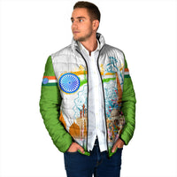 India Independence Day Padded Jacket Indian Landmark Peacock Mandala Cultural Heritage