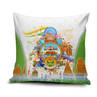 India Independence Day Pillow Cover Indian Landmark Peacock Mandala Cultural Heritage