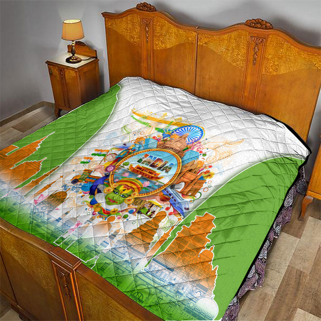 India Independence Day Quilt Indian Landmark Peacock Mandala Cultural Heritage