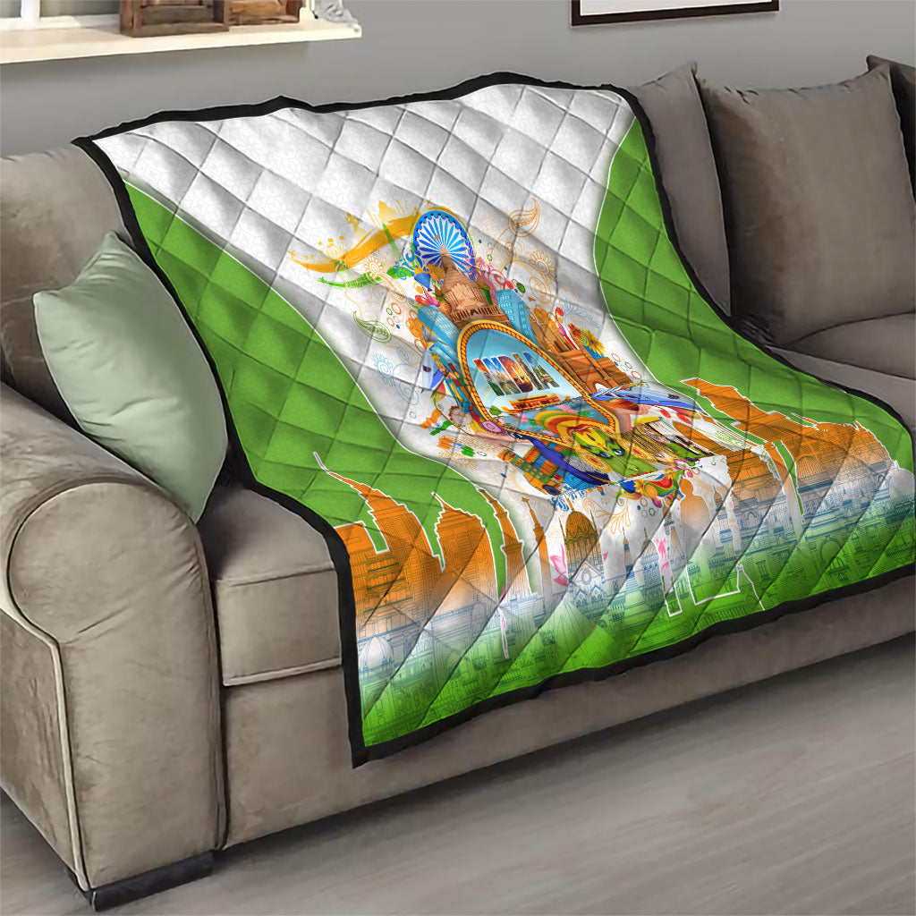 India Independence Day Quilt Indian Landmark Peacock Mandala Cultural Heritage