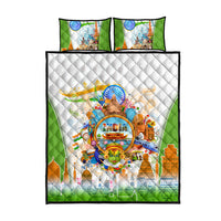 India Independence Day Quilt Bed Set Indian Landmark Peacock Mandala Cultural Heritage