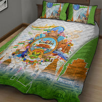 India Independence Day Quilt Bed Set Indian Landmark Peacock Mandala Cultural Heritage