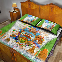 India Independence Day Quilt Bed Set Indian Landmark Peacock Mandala Cultural Heritage