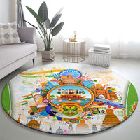 India Independence Day Round Carpet Indian Landmark Peacock Mandala Cultural Heritage